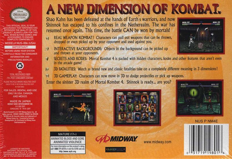 Mortal Kombat 4 - Nintendo 64 (N64) (Nintendo - 2) video game collectible - Main Image 2