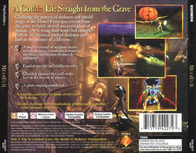 MediEvil - Sony PlayStation (SCEA - 1) video game collectible [Barcode 711719422723] - Main Image 2