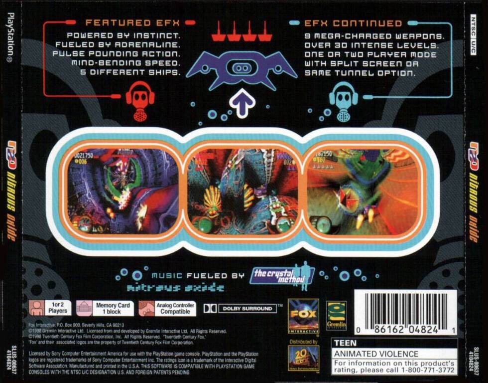 N2O: Nitrous Oxide - Sony PlayStation (Fox Interactive - 2) video game collectible [Barcode 086162048241] - Main Image 2