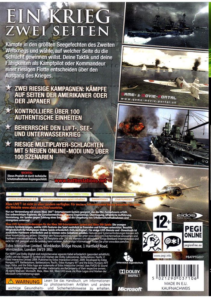 Battlestations: Pacific - Microsoft Xbox 360 (Eidos Interactive - 1-8) video game collectible [Barcode 5021290037069] - Main Image 2