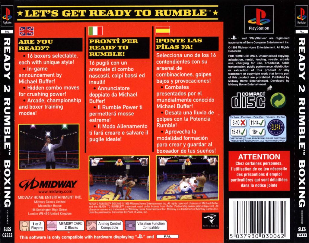 Ready 2 Rumble Boxing - Sony PlayStation (Midway Home Entertainment - 2) video game collectible [Barcode 5037930030062] - Main Image 2