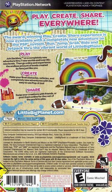 LittleBigPlanet - Sony PlayStation Portable (PSP) (Sony Computer Entertainment - 1) video game collectible [Barcode 711719180159] - Main Image 2
