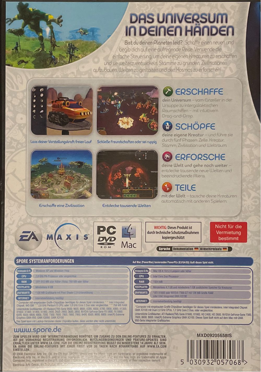Spore - PC (Electronic Arts/EA Games - 1) video game collectible [Barcode 5030932057068] - Main Image 2