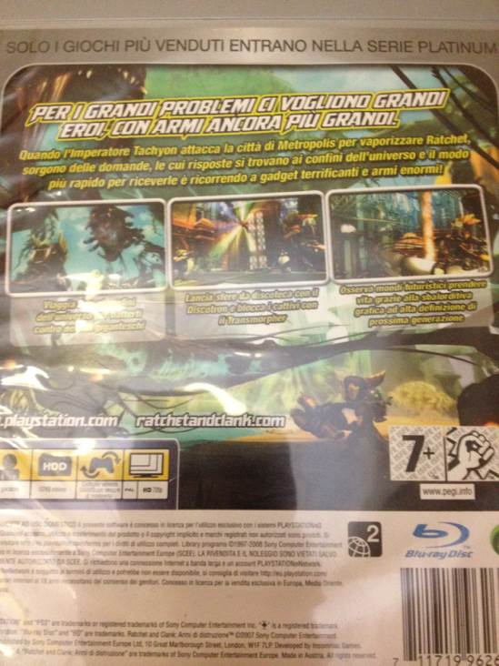 Racket and Clank - Armi Di Distruzione - Sony PlayStation 3 (PS3) (Sony Computer Entertainment) video game collectible [Barcode 711719962656] - Main Image 2