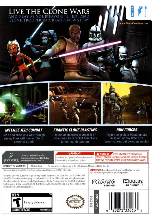 Star Wars: The Clone Wars Republic Heroes - Nintendo Wii (LucasArts - 1-2) video game collectible [Barcode 023272008291] - Main Image 2