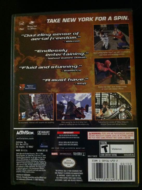 Spider-Man 2 - Nintendo GameCube (Activision Blizzard - 1) video game collectible [Barcode 047875807693] - Main Image 2