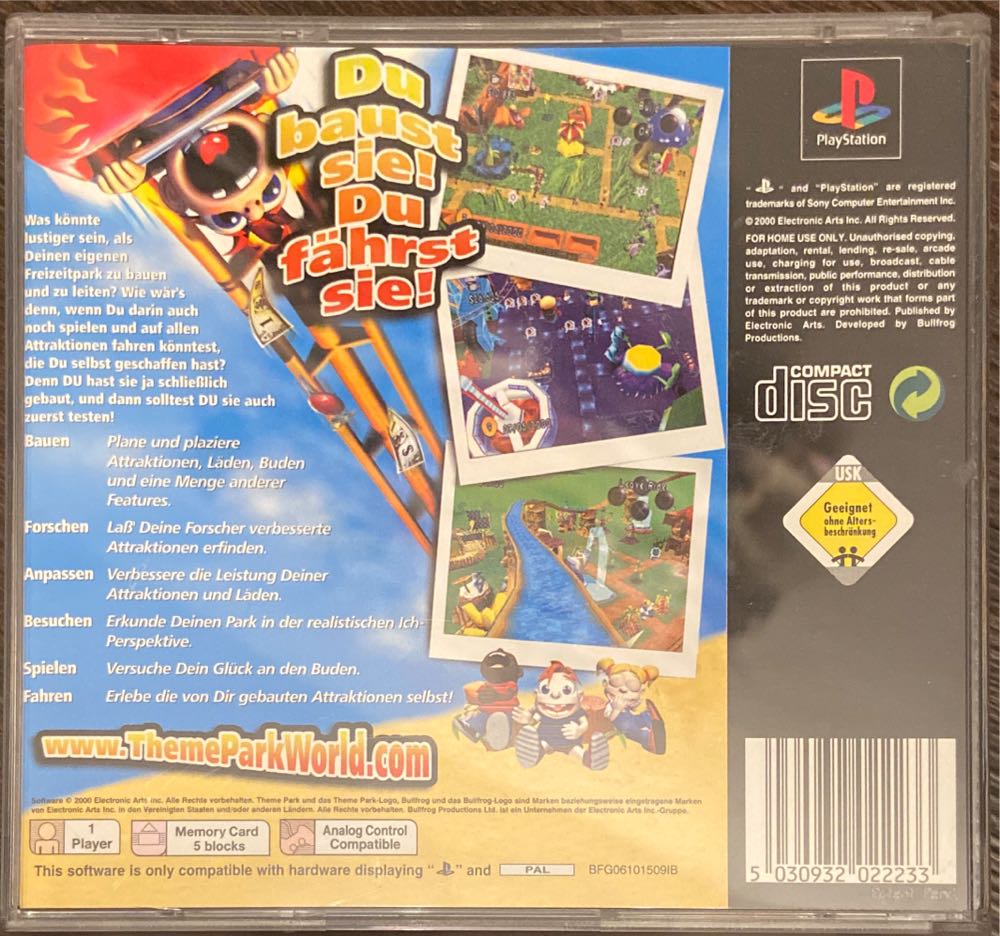 Theme Park World - Sony PlayStation (Eletronic Arts - 1) video game collectible [Barcode 5030932022233] - Main Image 2