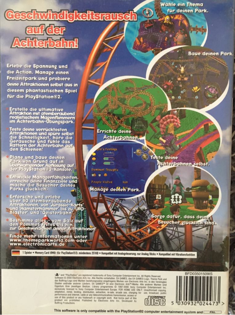 Theme Park World - Sony PlayStation 2 (PS2) ((EA) Electronic Arts - 1) video game collectible [Barcode 5030932024473] - Main Image 2