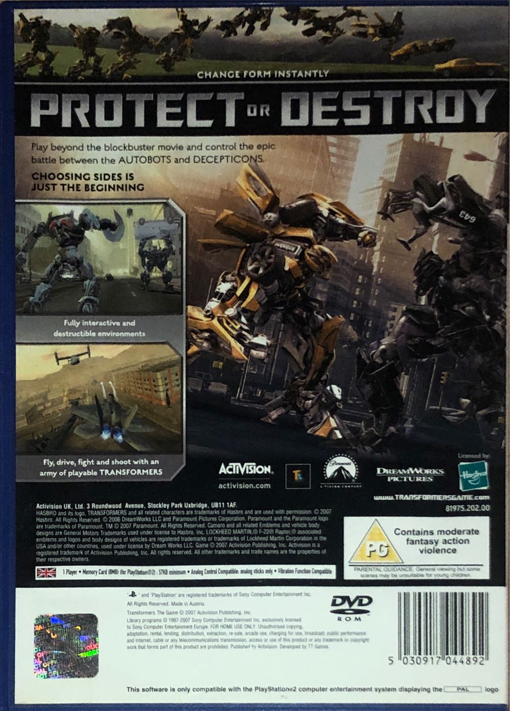 Transformers The Game - Sony PlayStation 2 (PS2) (Activision - 1) video game collectible [Barcode 5030917044892] - Main Image 2