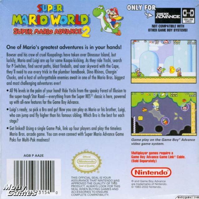 Super Mario Advance 2: Super Mario World - Nintendo Game Boy Advance (GBA) (Nintendo - 1-4) video game collectible [Barcode 045496731540] - Main Image 2