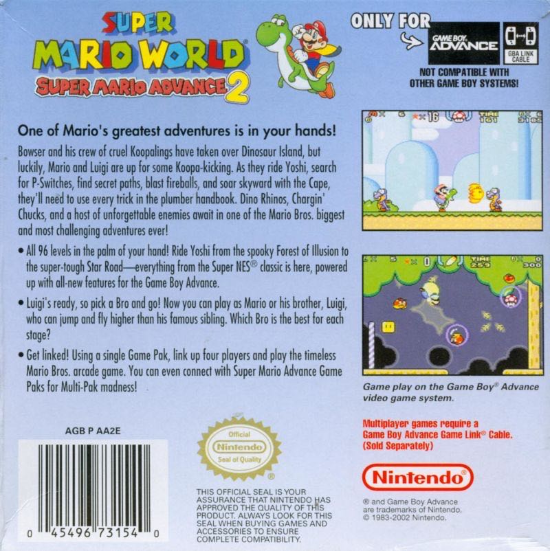 Super Mario Advance 2: Super Mario World - Nintendo Game Boy Advance (GBA) (Nintendo) video game collectible - Main Image 2