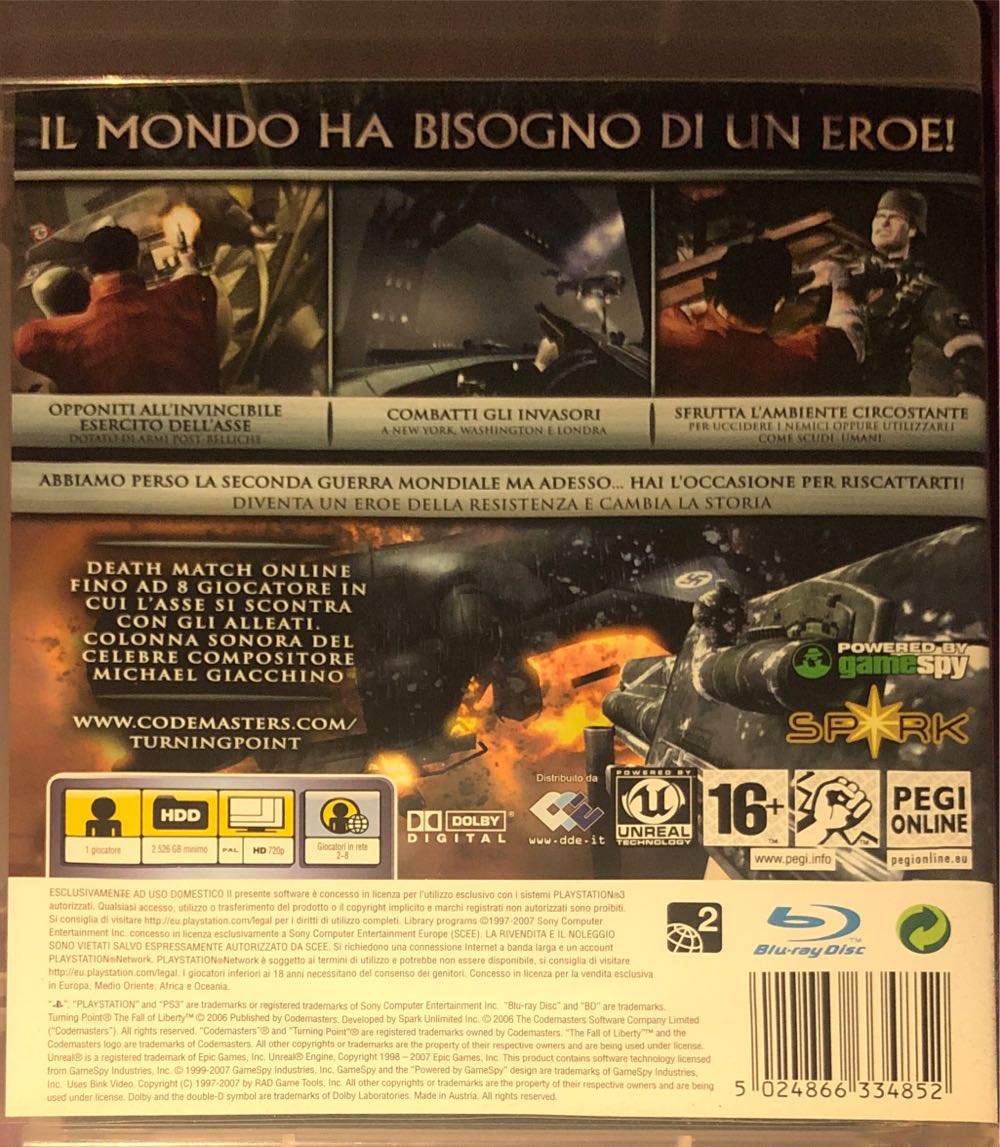 Turning Piont Fall Of Liberty - Sony PlayStation 3 (PS3) (Codemasters - 1) video game collectible [Barcode 5024866334852] - Main Image 2