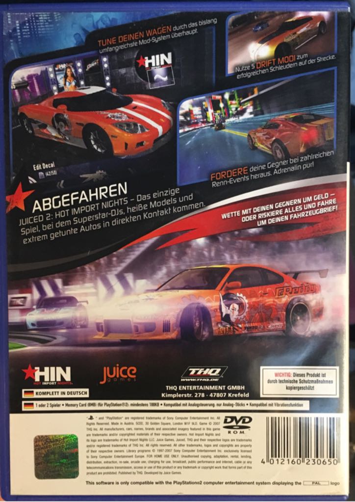 Juiced 2: Hot Import Nights - Sony PlayStation 2 (PS2) video game collectible [Barcode 4012160230650] - Main Image 2