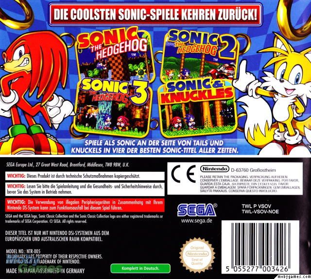Sonic Classic Collection - Nintendo DS (Sega - 1) video game collectible - Main Image 2