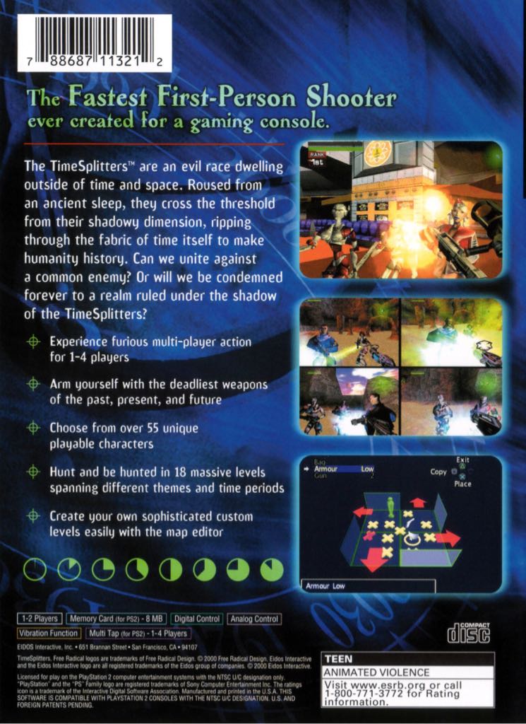 Timesplitters - Sony PlayStation 2 (PS2) (Eidos Interactive - 1-2) video game collectible [Barcode 5032921013093] - Main Image 2