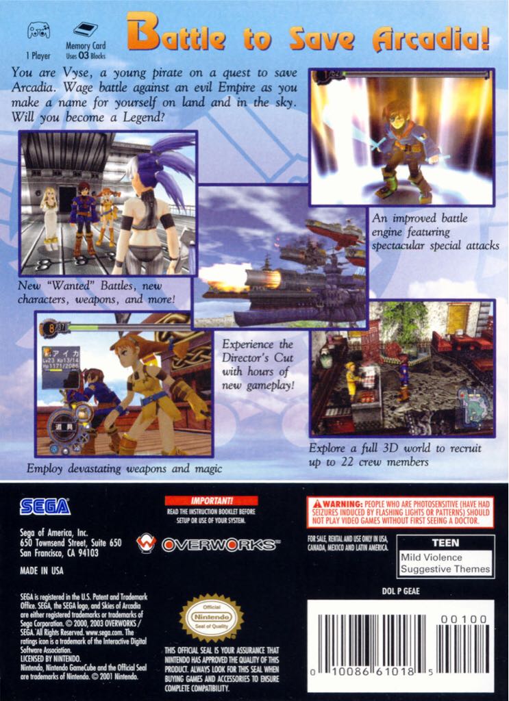Skies of Arcadia: Legends - Nintendo GameCube (Sega) video game collectible - Main Image 2