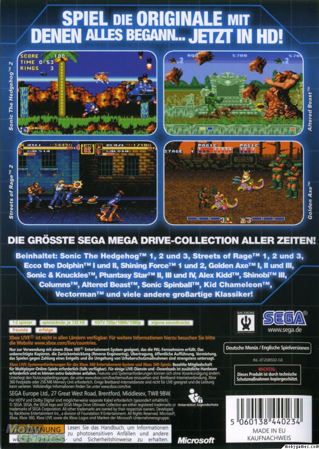 Sega Mega Drive Ultimate Collection (Classics) - Microsoft Xbox 360 (Sega - 1-4) video game collectible [Barcode 5055277010561] - Main Image 2