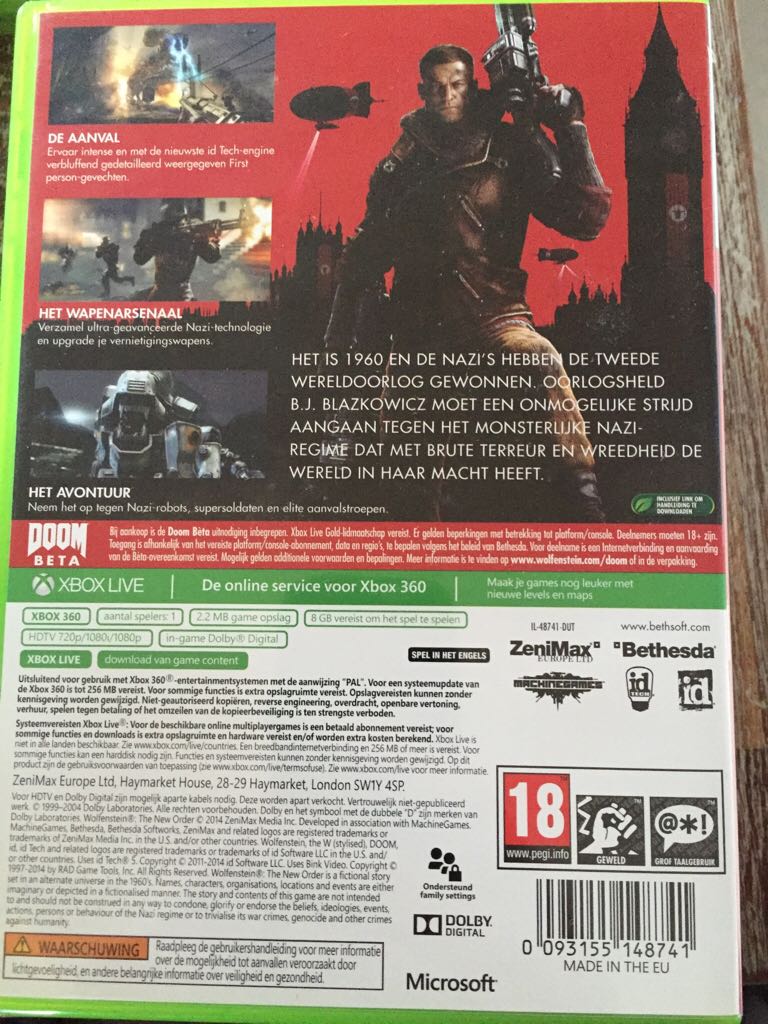 Wolfenstein - Microsoft Xbox 360 video game collectible [Barcode 093155148741] - Main Image 2