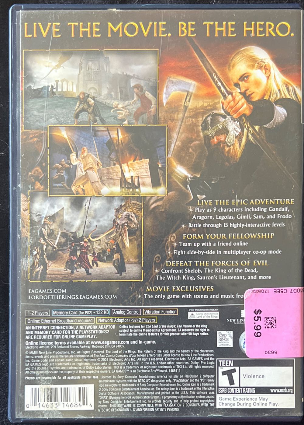 The Lord Of The Rings: The Return Of The King - Sony PlayStation 2 (PS2) video game collectible - Main Image 2