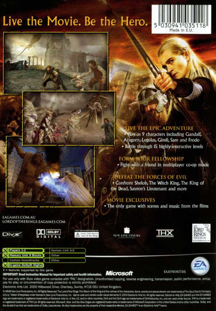The Lord of the Rings: The Return of the King - Microsoft Xbox (Electronic Arts - 1-2) video game collectible - Main Image 2