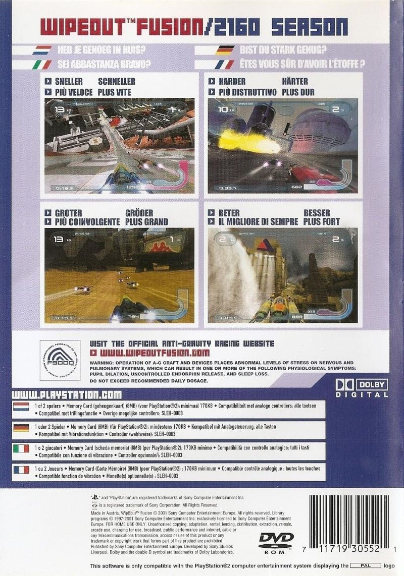 WipEout Fusion - Sony PlayStation 2 (PS2) (Sony - 1-2) video game collectible [Barcode 711719305521] - Main Image 2