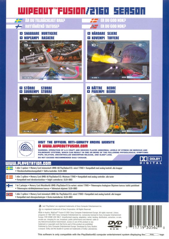 WipEout Fusion - Sony PlayStation 2 (PS2) (Sony Computer Entertainment - 1-2) video game collectible [Barcode 711719305620] - Main Image 2