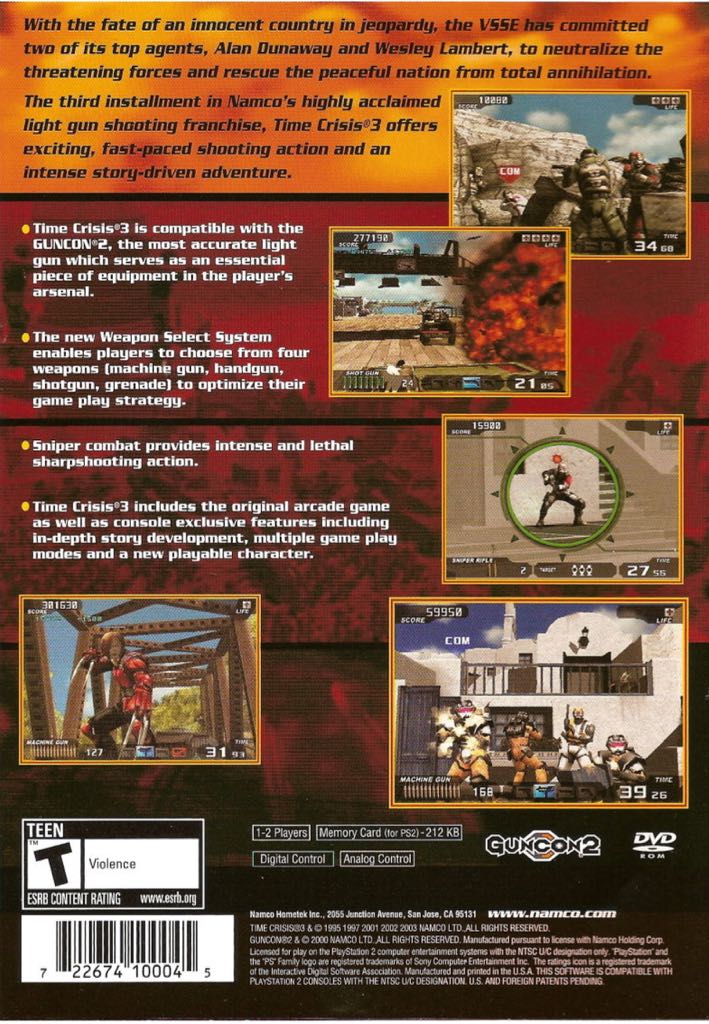 Time Crisis 3 - Sony PlayStation 2 (PS2) (Namco - 2) video game collectible [Barcode 711719641612] - Main Image 2