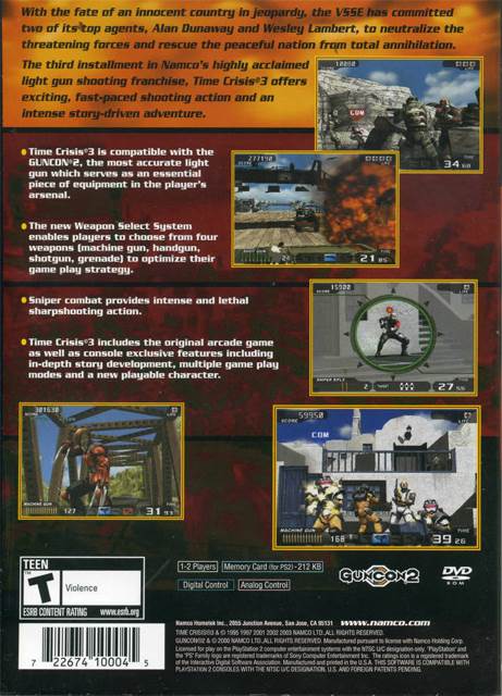 TIME CRISIS 3 - Sony PlayStation 2 (PS2) (Namco Hometek Inc. - 2) video game collectible [Barcode 722674100045] - Main Image 2