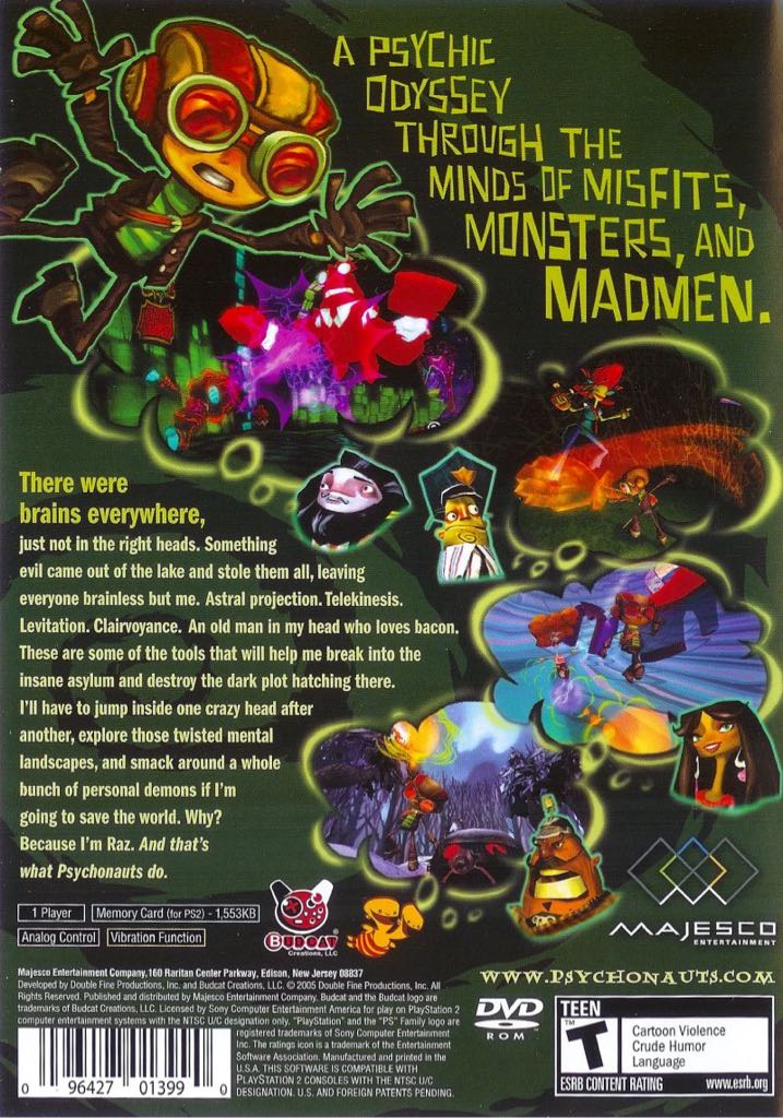 Psychonauts - Sony PlayStation 2 (PS2) (THQ - 1) video game collectible [Barcode 06520724] - Main Image 2