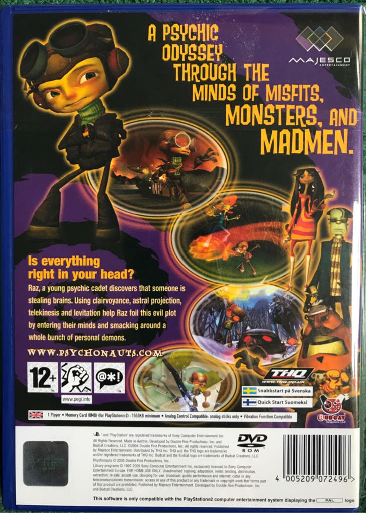 Psychonauts - Sony PlayStation 2 (PS2) (Majesco Entertainment - 1) video game collectible [Barcode 4005209072496] - Main Image 2