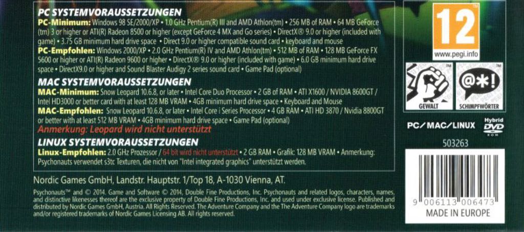 Psychonauts - PC (Majesco Entertainment - 1) video game collectible [Barcode 4005209079921] - Main Image 2