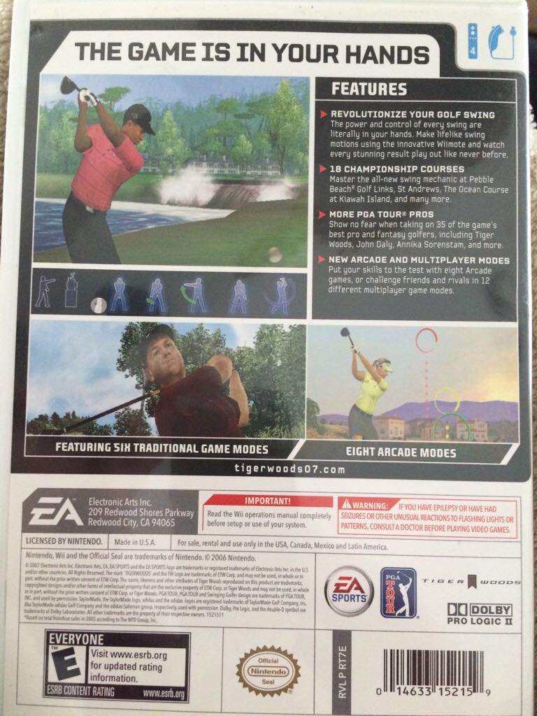 Tiger Woods PGA Tour 07 - Nintendo Wii (EA - 4) video game collectible [Barcode 014633152159] - Main Image 2