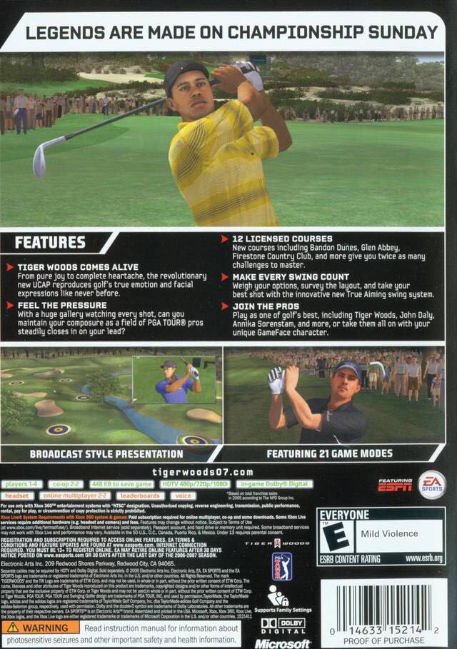 Tiger Woods PGA Tour 07 - Microsoft Xbox 360 (Electronic Arts/EA Games - 4) video game collectible [Barcode 1463315214] - Main Image 2
