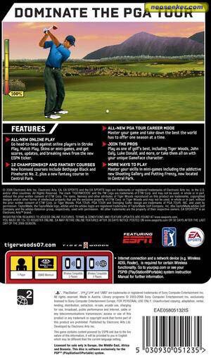 Tiger Woods PGA Tour 07 - Sony PlayStation Portable (PSP) (Electronic Arts - 2) video game collectible [Barcode 5030930051235] - Main Image 2