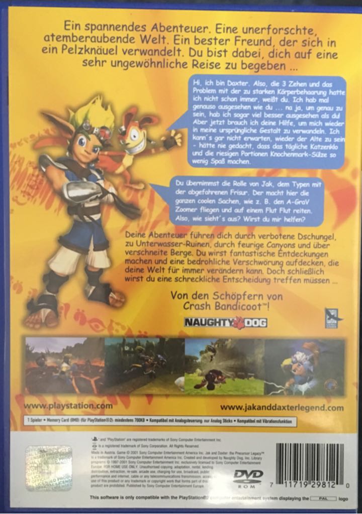 Jak And Daxter: The Precursor Legacy - Sony PlayStation 2 (PS2) (Sony Computer Entertainment - 1) video game collectible [Barcode 711719298120] - Main Image 2