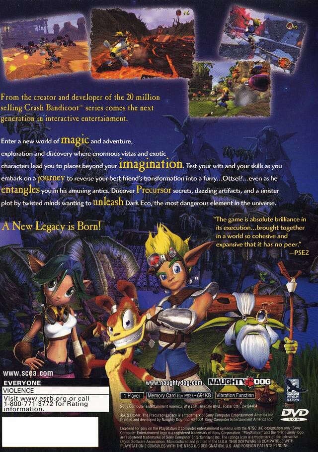 Jak And Daxter: The Precursor Legacy(Greatest Hits) - Sony PlayStation 2 (PS2) (Sony Computer Entertainment - 1) video game collectible [Barcode 711719321125] - Main Image 2
