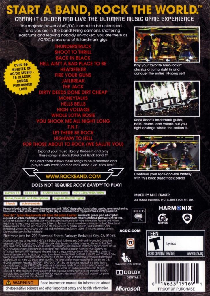 AC/DC Live Rock Band Track Pack - Microsoft Xbox 360 video game collectible - Main Image 2