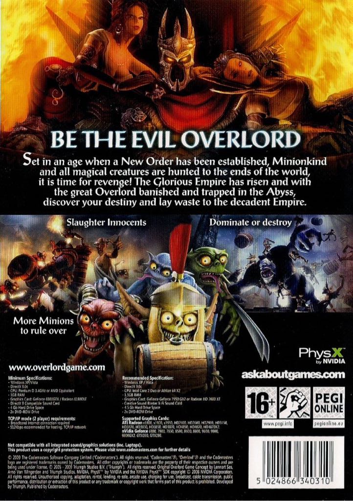 Overlord II - Valve Steam (Codemasters - 1) video game collectible [Barcode 5024866340914] - Main Image 2