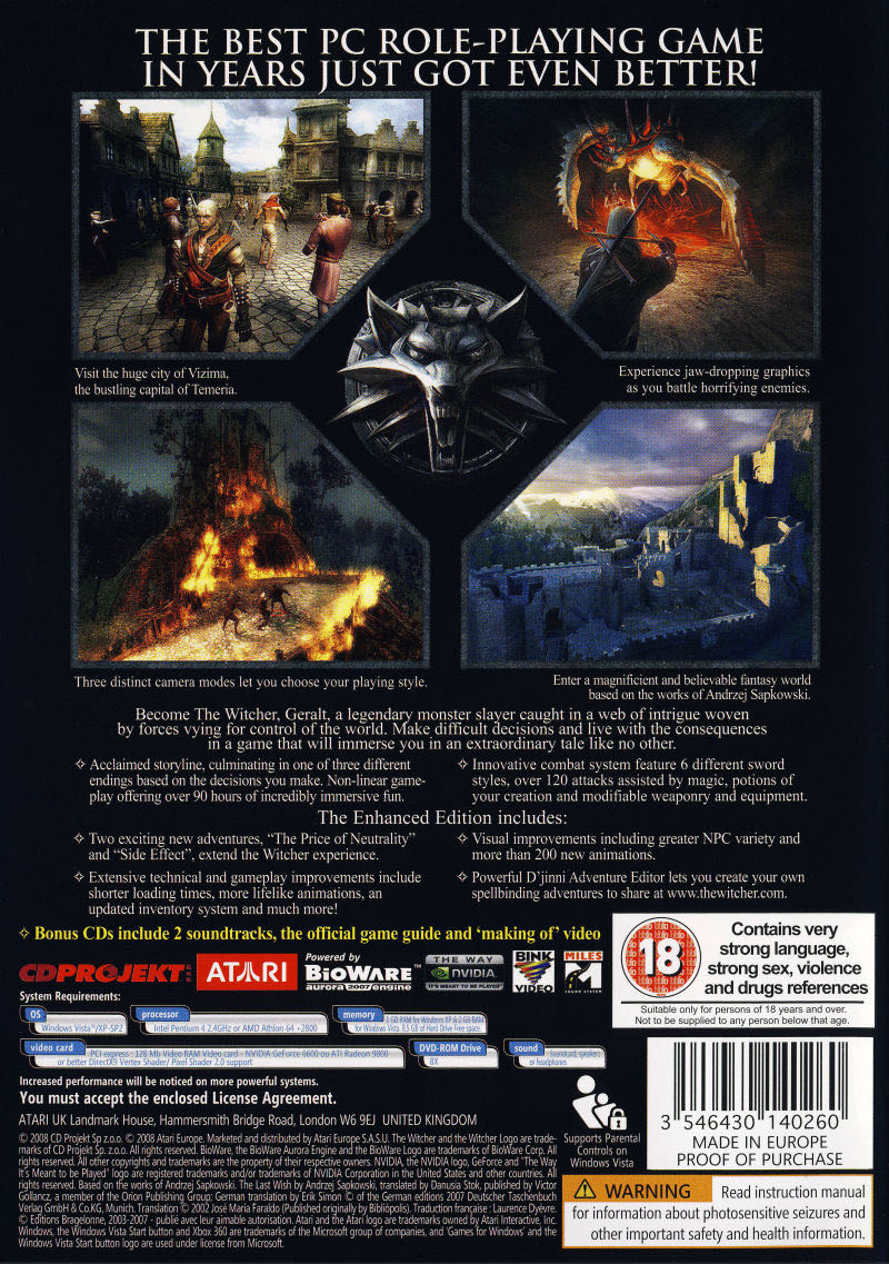 The Witcher: Enhanced Edition - Valve Steam (Atari - 1) video game collectible [Barcode 3546430140260] - Main Image 2