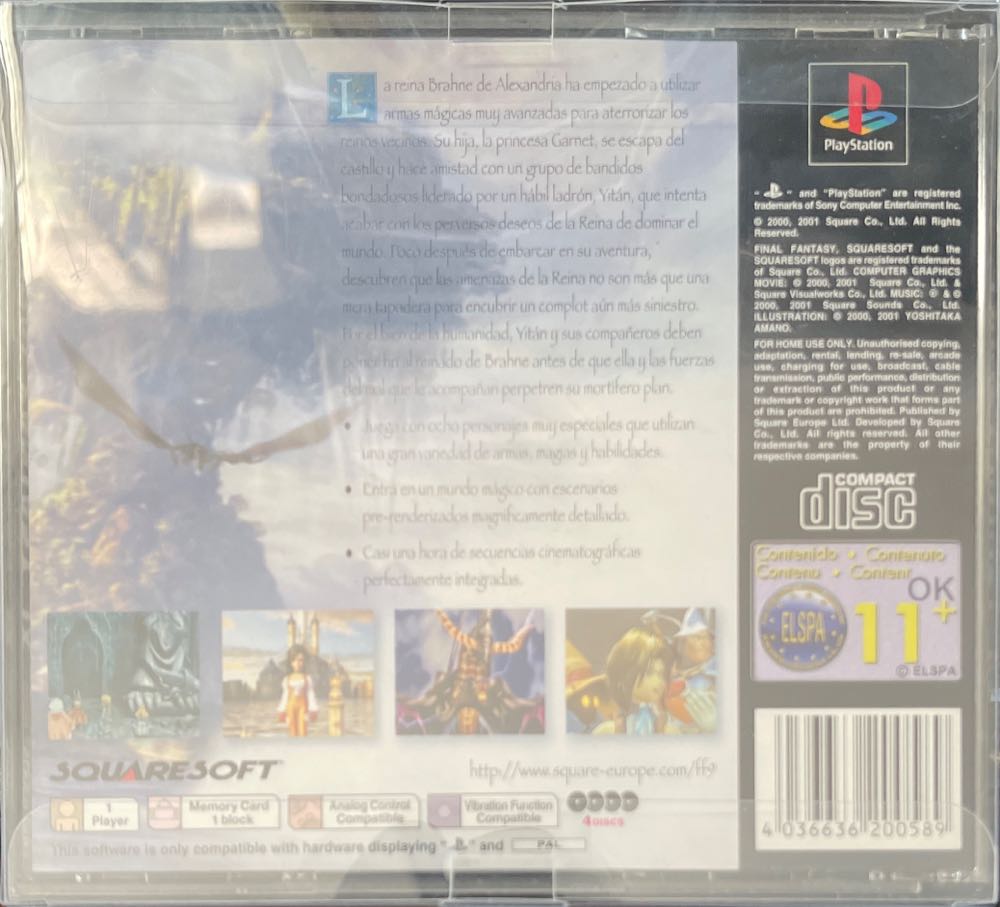 Final Fantasy IX - Sony PlayStation (SquareSoft - 1) video game collectible [Barcode 4036636200589] - Main Image 3