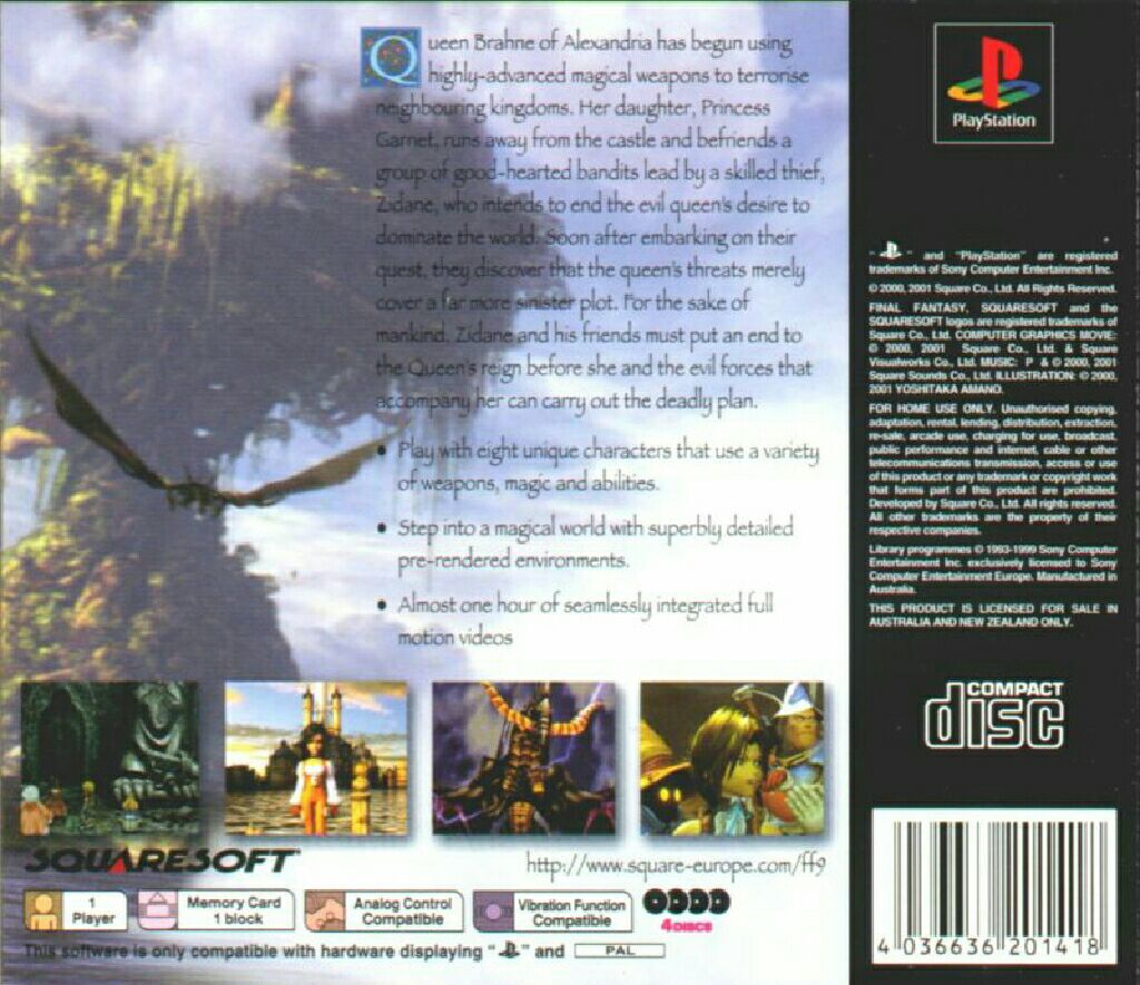 Final Fantasy IX - Sony PlayStation (SquareSoft - 1) video game collectible [Barcode 4036636201401] - Main Image 2