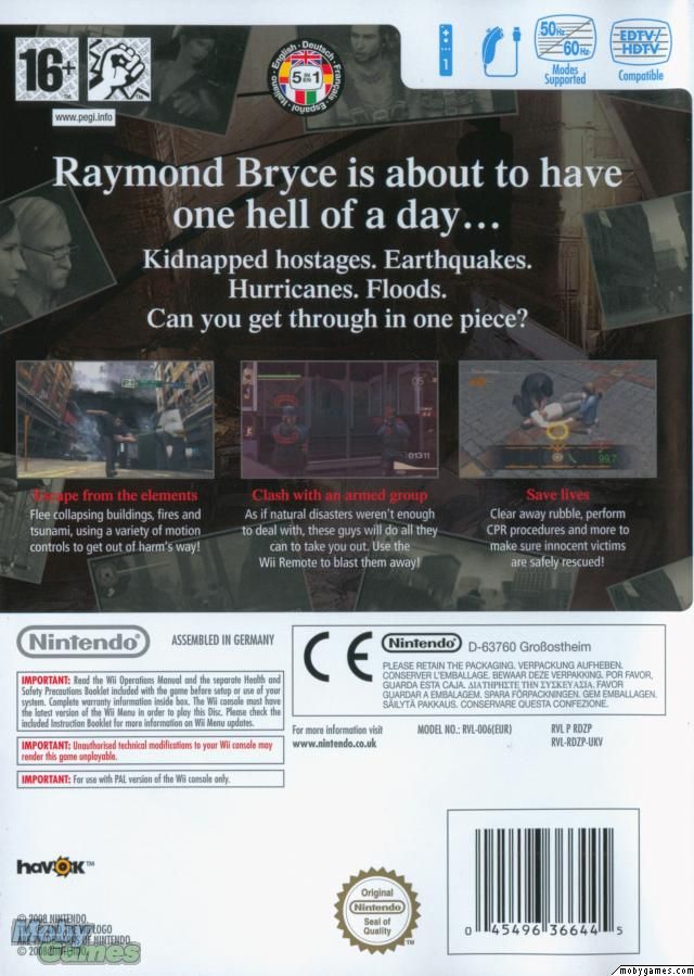 Disaster: Day of Crisis - Nintendo Wii (Nintendo - 1) video game collectible [Barcode 045496366445] - Main Image 2