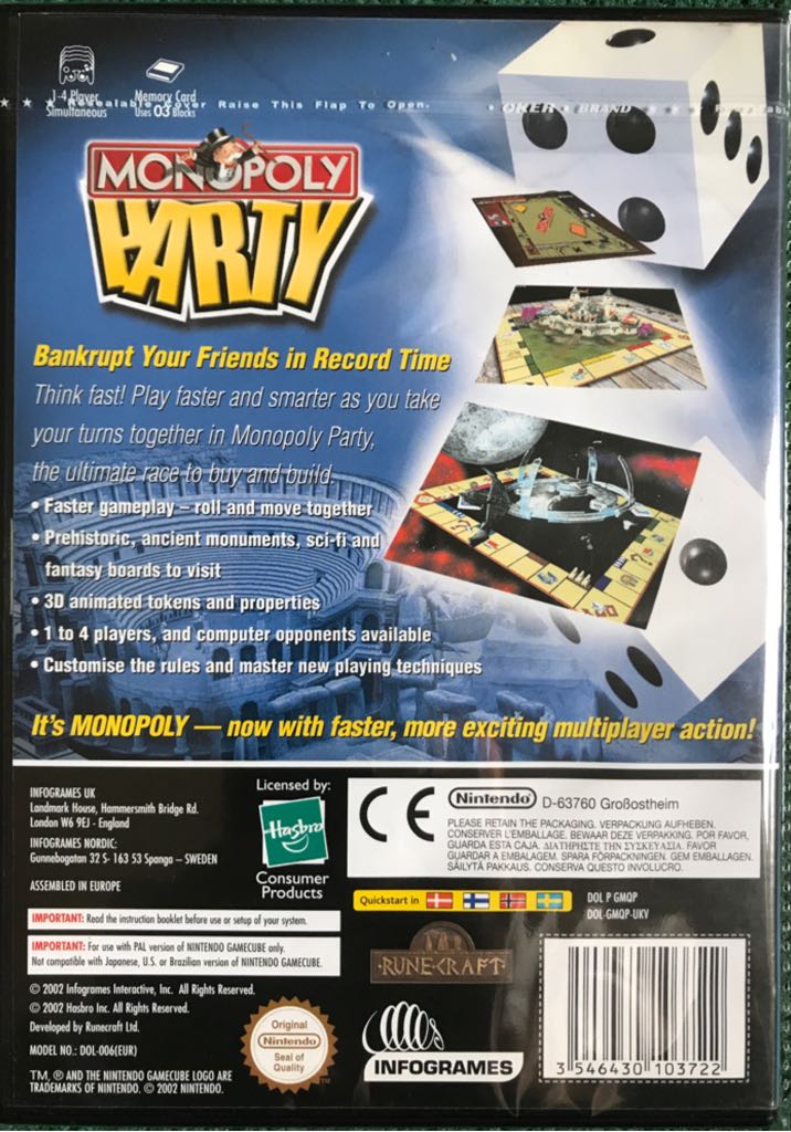 Monopoly Party - Nintendo GameCube (Infogrames - 1-4) video game collectible [Barcode 3546430103722] - Main Image 2