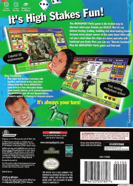 Monopoly Party - Nintendo GameCube (Infogrames - 1-4) video game collectible [Barcode 742725237896] - Main Image 2