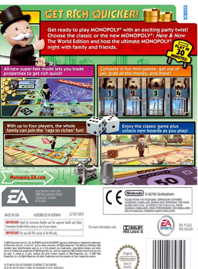 Monopoly - Nintendo Wii ((EA) Electronic Arts - 1-4) video game collectible [Barcode 014633361407] - Main Image 2