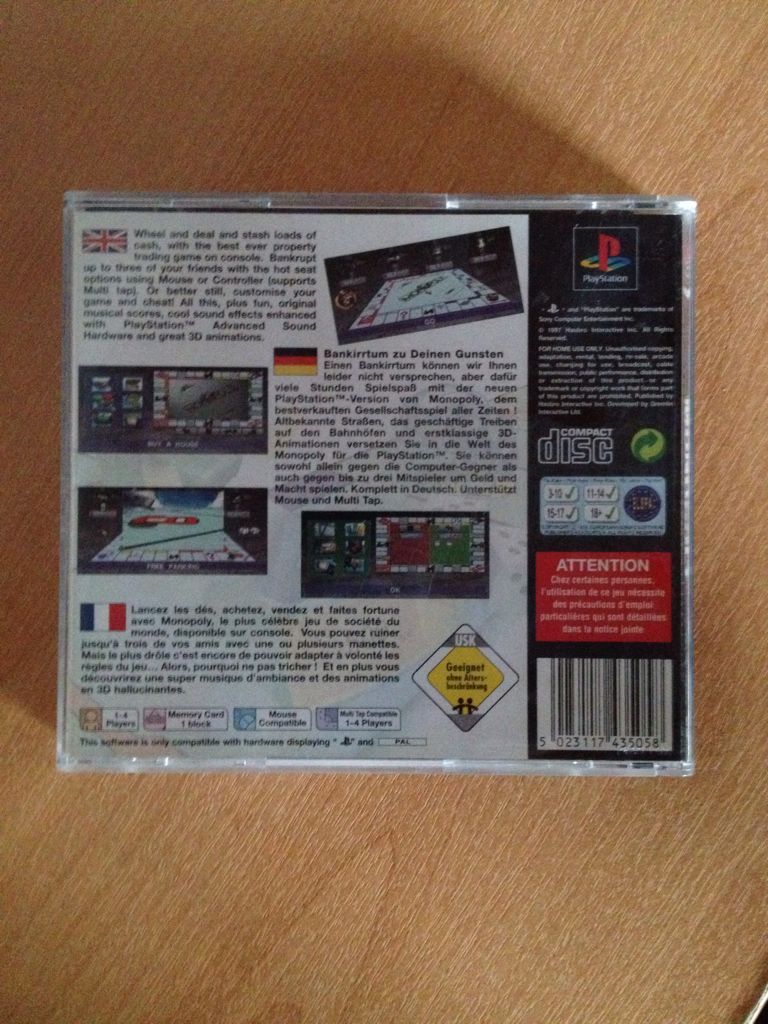 Monopoly - Sony PlayStation (Hasbro Interactive Inc - 1-4) video game collectible [Barcode 5023117435058] - Main Image 2