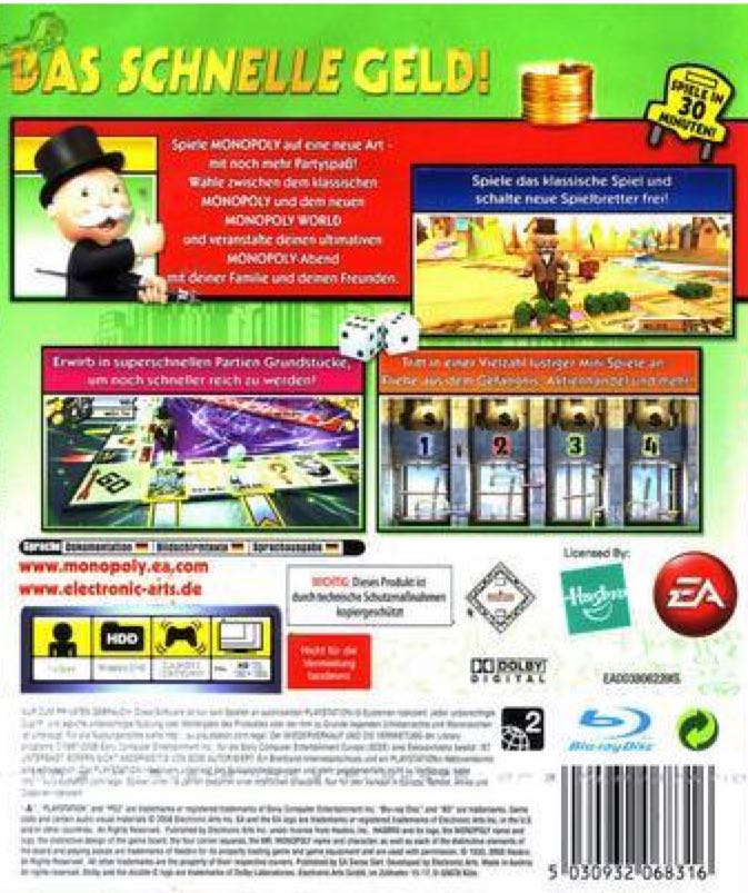 Monopoly - Sony PlayStation 3 (PS3) (1-4) video game collectible [Barcode 5030930068318] - Main Image 2