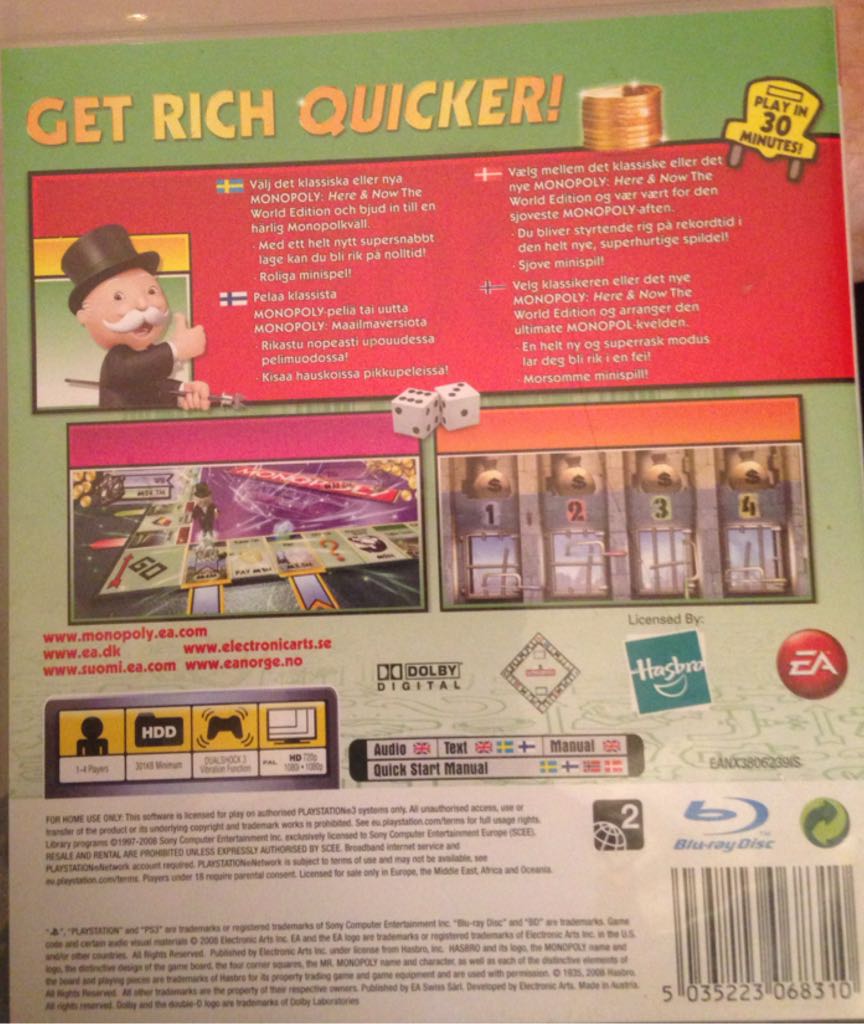 Monopoly - Sony PlayStation 3 (PS3) (EA Games - 1-4) video game collectible [Barcode 5035223068310] - Main Image 2