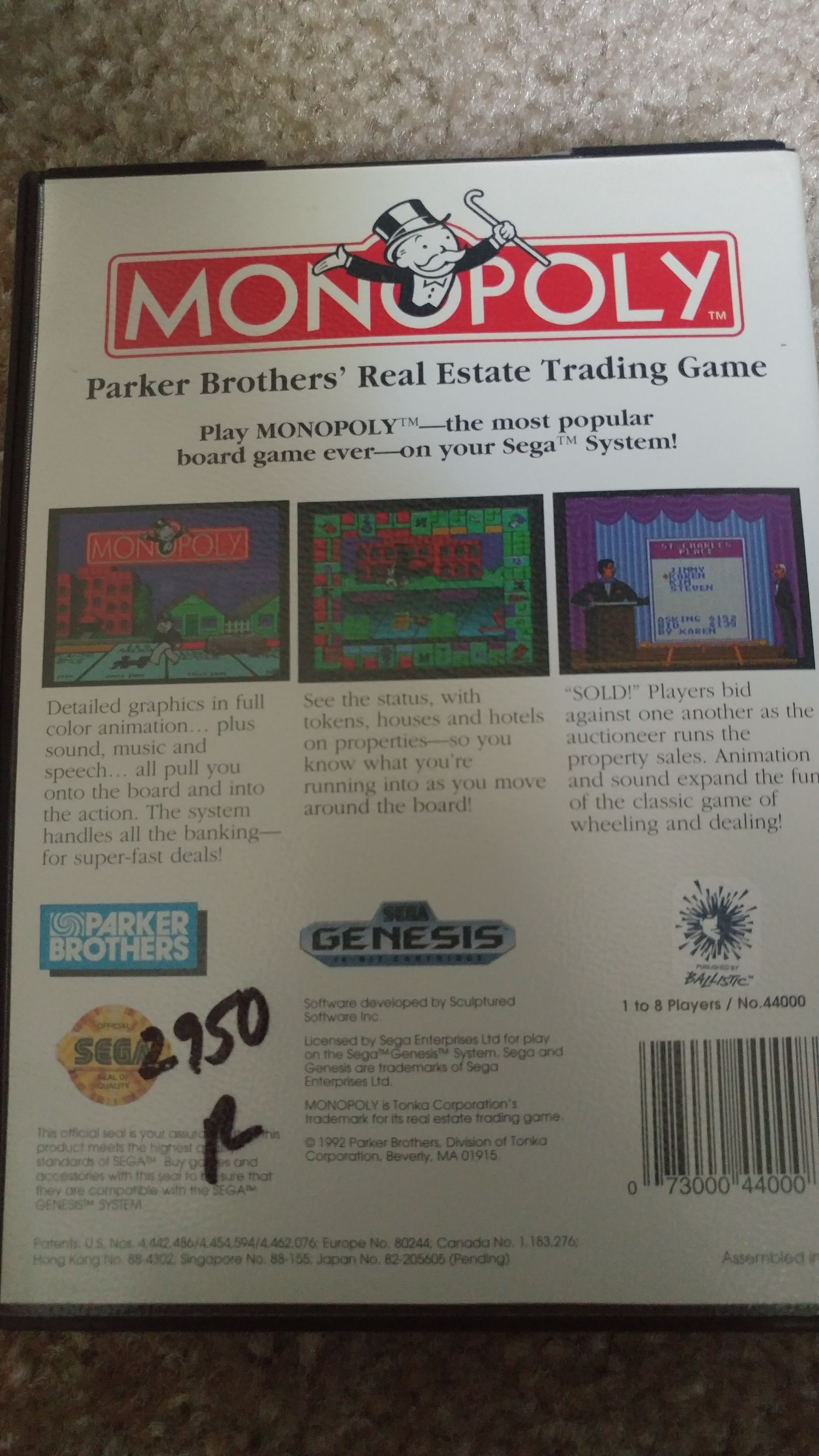 Monopoly - Sega Genesis (Mega Drive) video game collectible - Main Image 2
