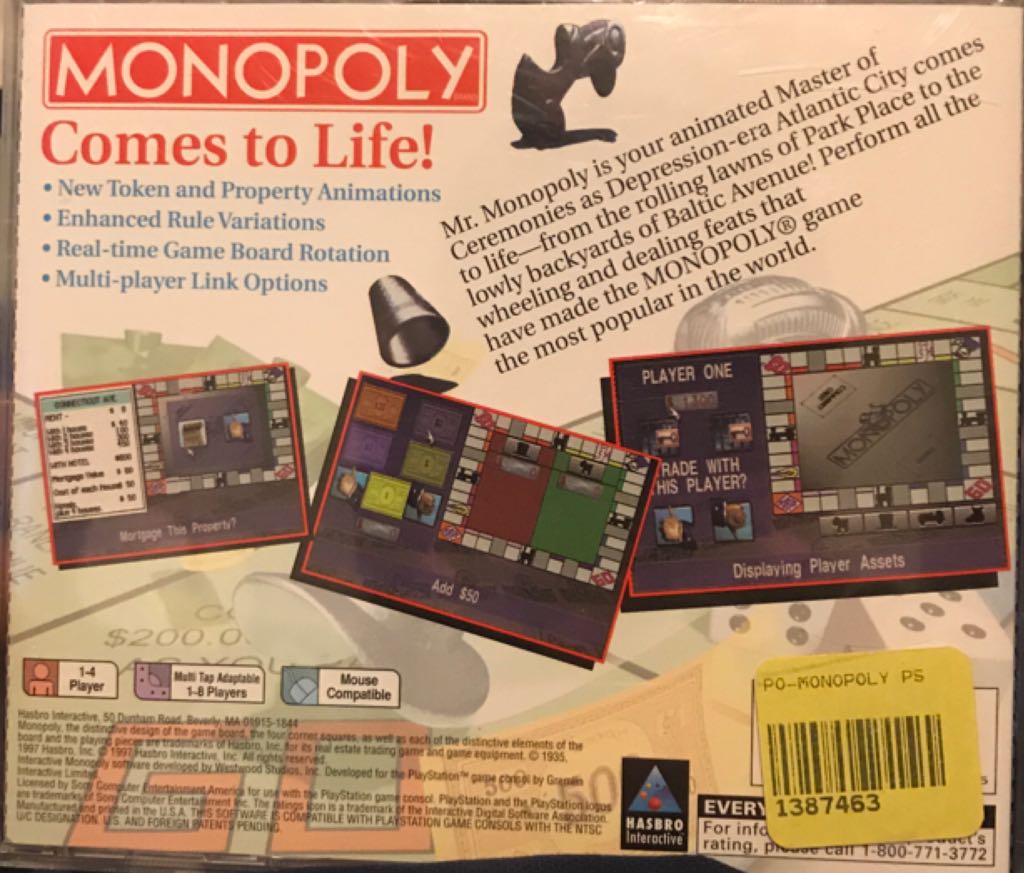 Monopoly - Sony PlayStation (Hasbro Interactive - 1-4) video game collectible - Main Image 2